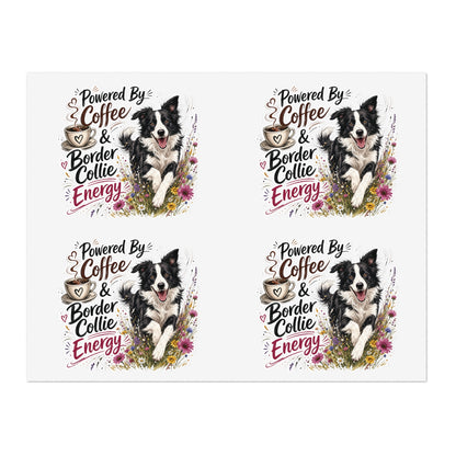 Powered by Coffee & Border Collie Energy Sticker Sheet | Dog Lover Planner Stickers