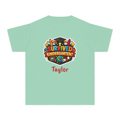 I Survived Kindergarten T-shirt | Kids Graduation Tee, Personalized Name Option
