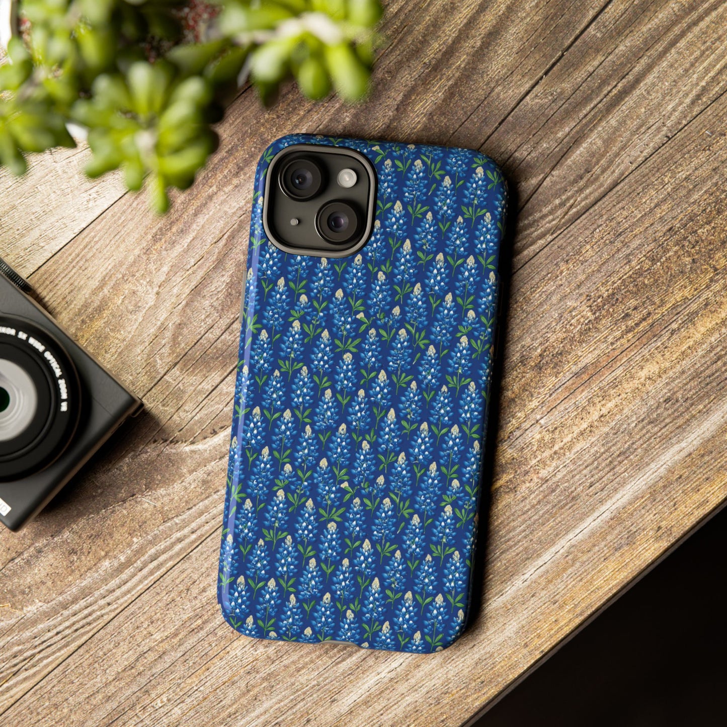 Phone Case, Texas Bluebonnet Tough Case, Navy Floral Phone Cover, Protective iPhone Case, Samsung Galaxy Case, Texas Wildflower Gift