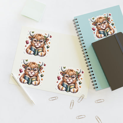 Reading Highland Cow Sticker Sheet | Cute Bookish Stickers