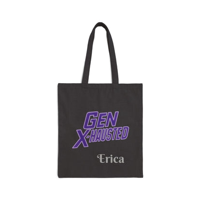 Gen X-Hausted Cotton Canvas Tote Bag, Funny Forgotten Gen X Humor, Reusable Shopping Bag, Eco-Friendly Grocery Tote, Gift for Gen X-er,