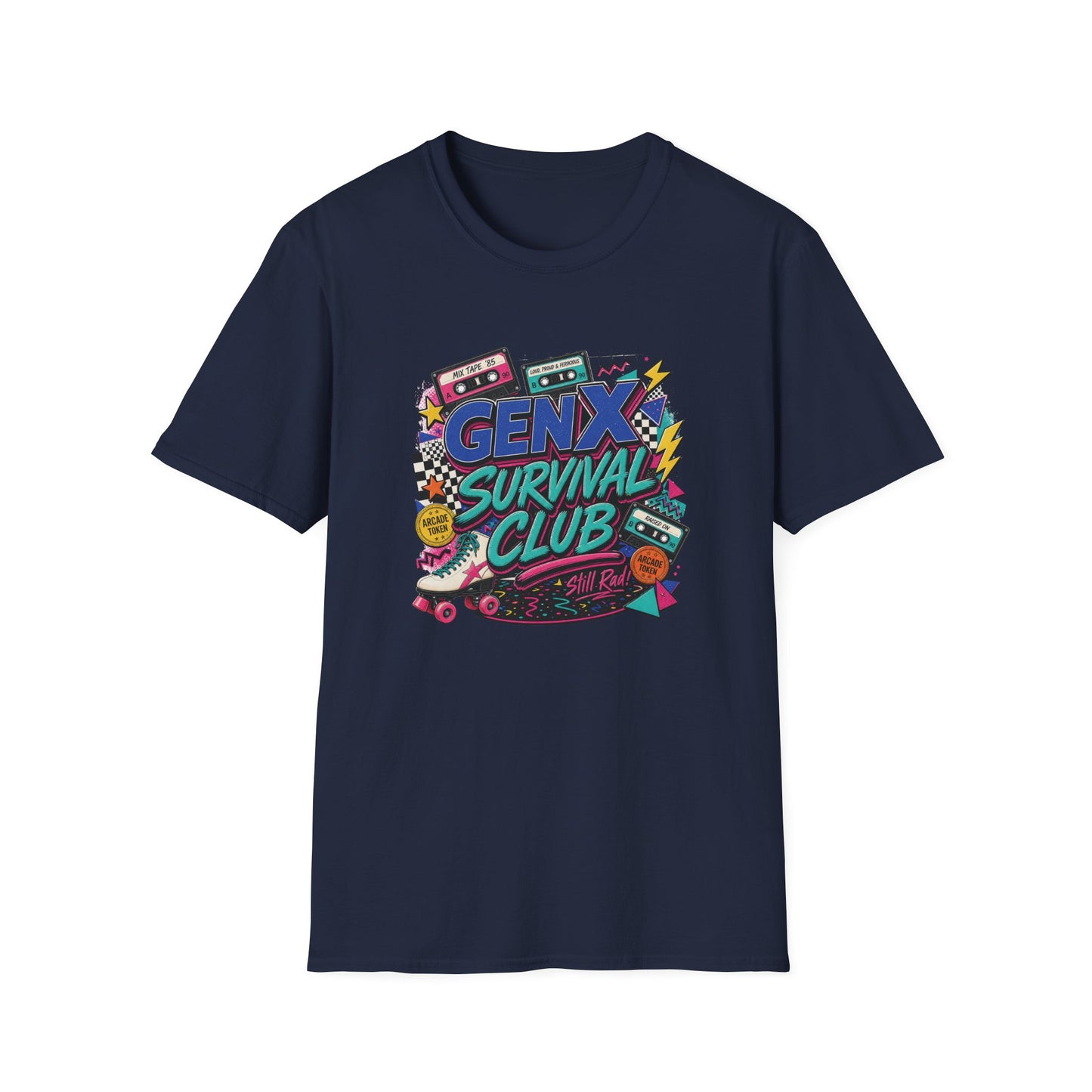Gen X Survival Club T-Shirt | 80s Retro Cassette Graphic
