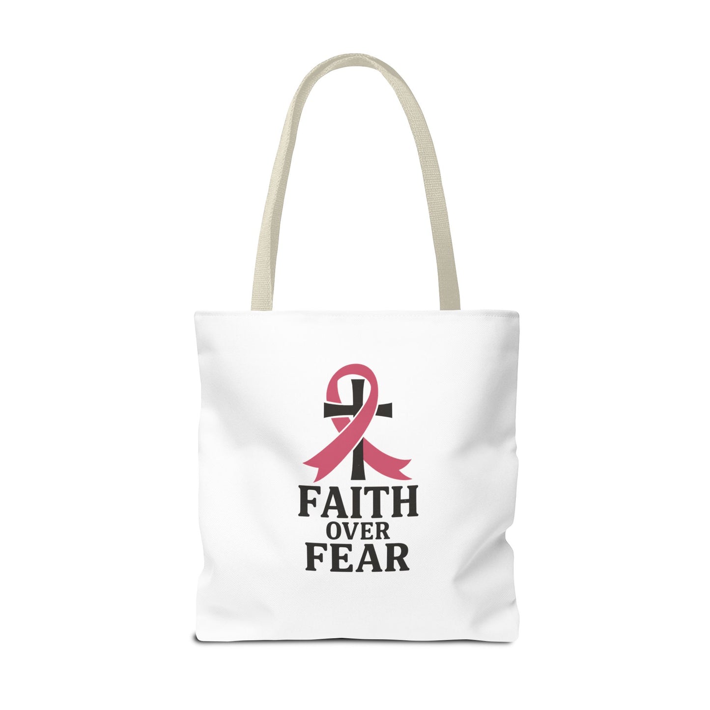 Faith Over Fear Tote Bag, Inspirational Gift for Cancer Awareness, Motivational Tote, Breast Cancer Support, Daily Use Bag