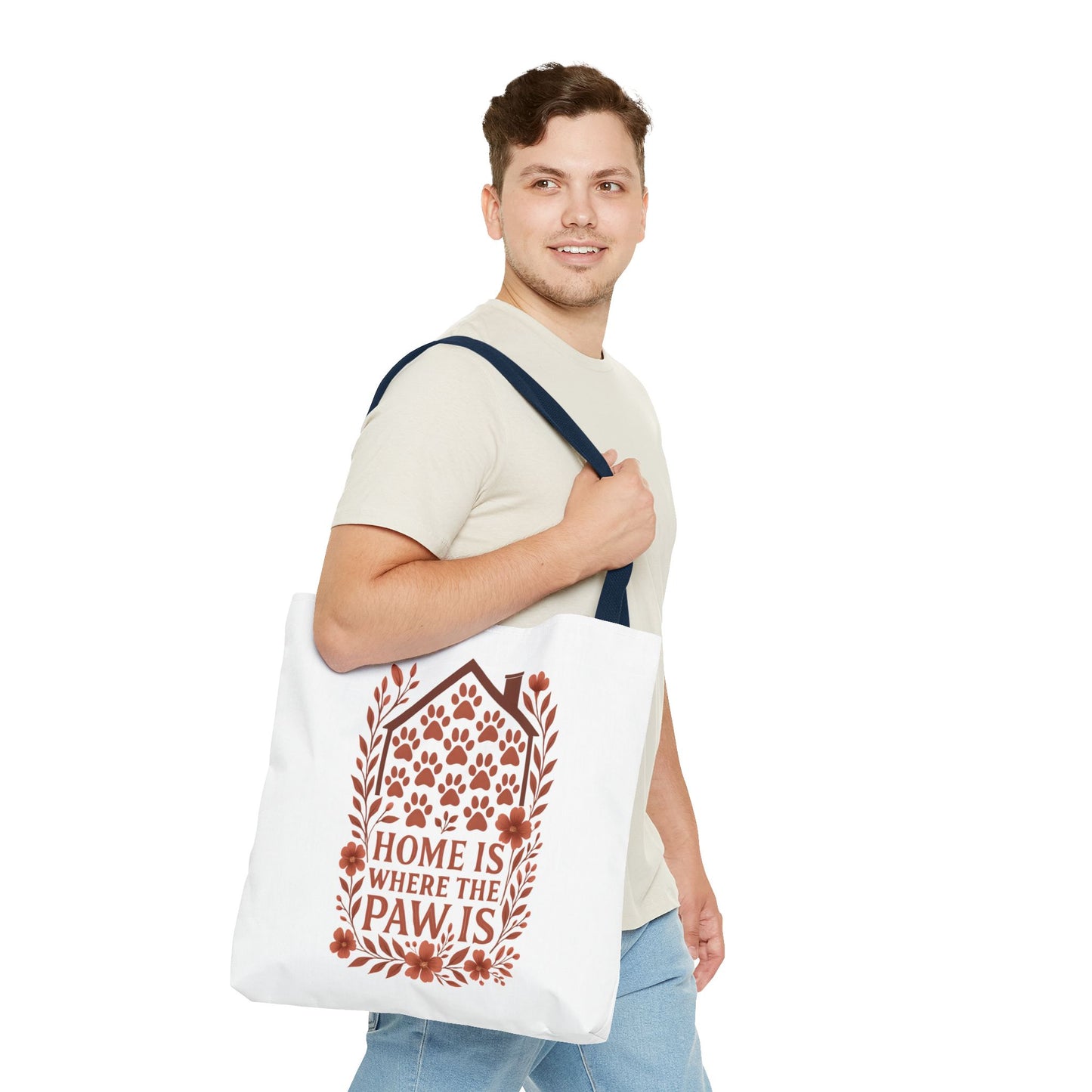 Home is Where the Paw Is Tote Bag | Pet Lover Gift, Floral Design, Animal Lover Accessory, Eco-Friendly Shopping Bag, Dog Mom Tote