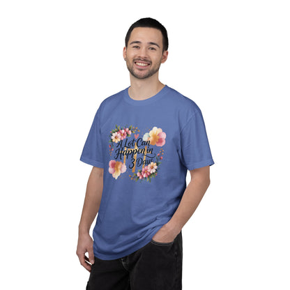 A Lot Can Happen in 3 Days Easter Faith T-Shirt | Floral Script, Inspirational Quote