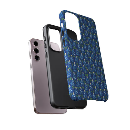 Phone Case, Texas Bluebonnet Tough Case, Navy Floral Phone Cover, Protective iPhone Case, Samsung Galaxy Case, Texas Wildflower Gift
