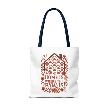 Home is Where the Paw Is Tote Bag | Pet Lover Gift, Floral Design, Animal Lover Accessory, Eco-Friendly Shopping Bag, Dog Mom Tote
