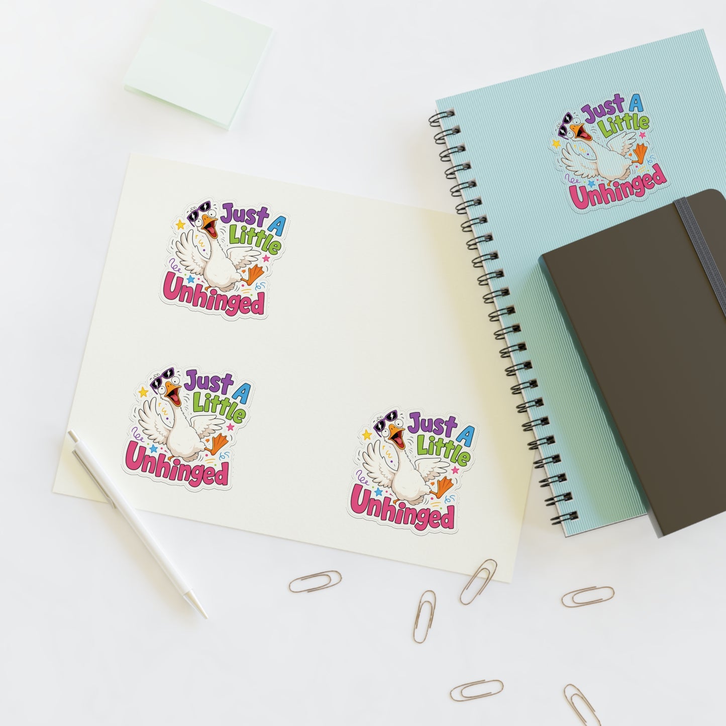 Just A Little Unhinged Sticker Sheet | Silly Goose Cartoon Stickers