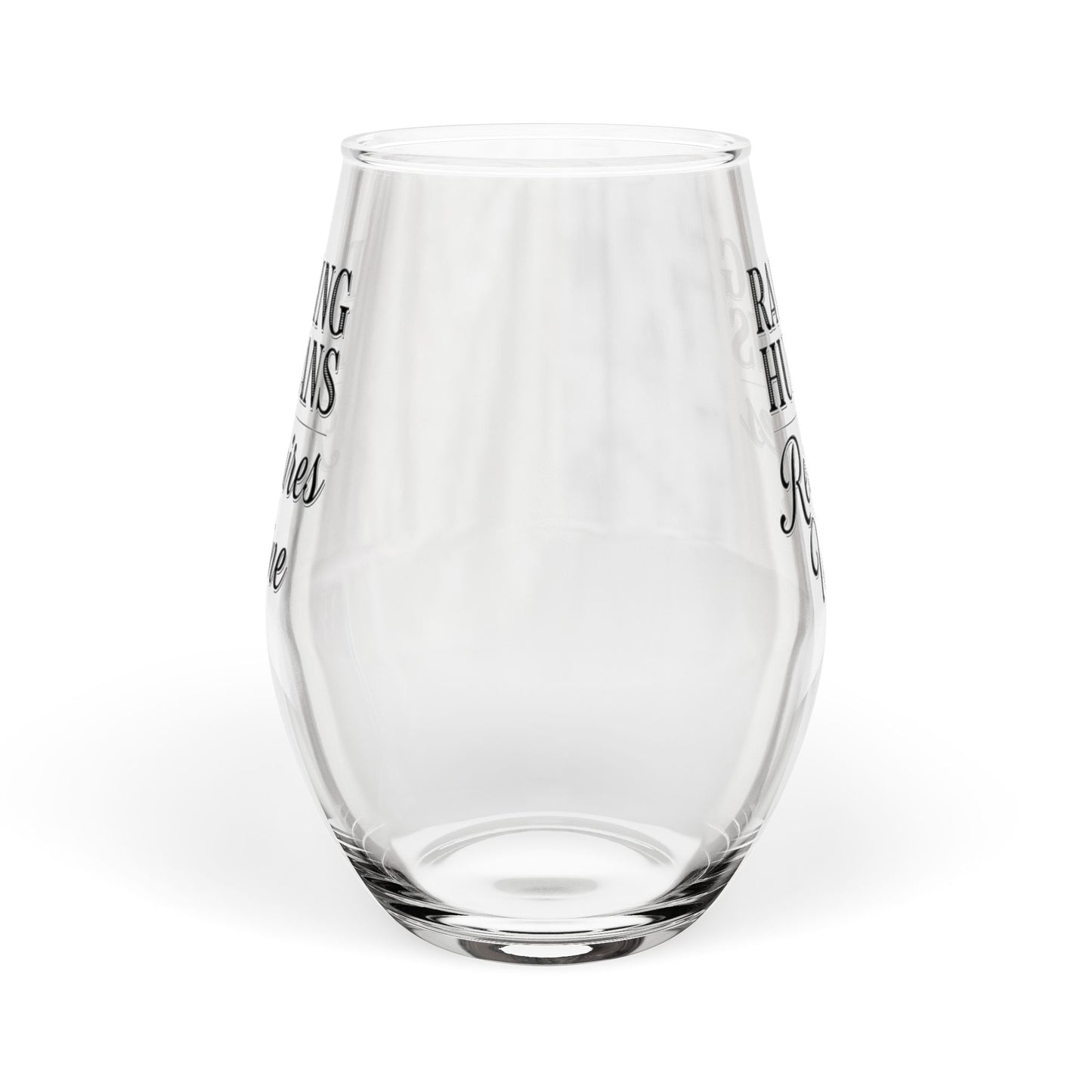 Raising Humans Requires Wine Stemless Wine Glass | Mom Parent Humor