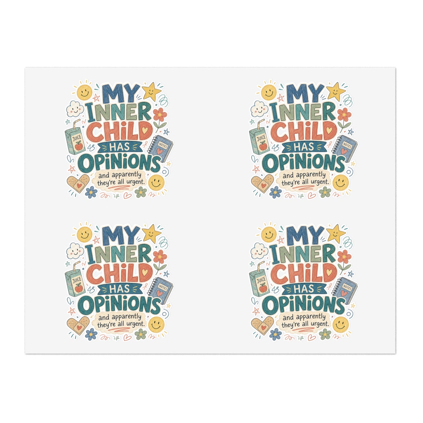 "My Inner Child Has Opinions" Capybara Sticker Sheet – Emotional Support Cute Animal Stickers