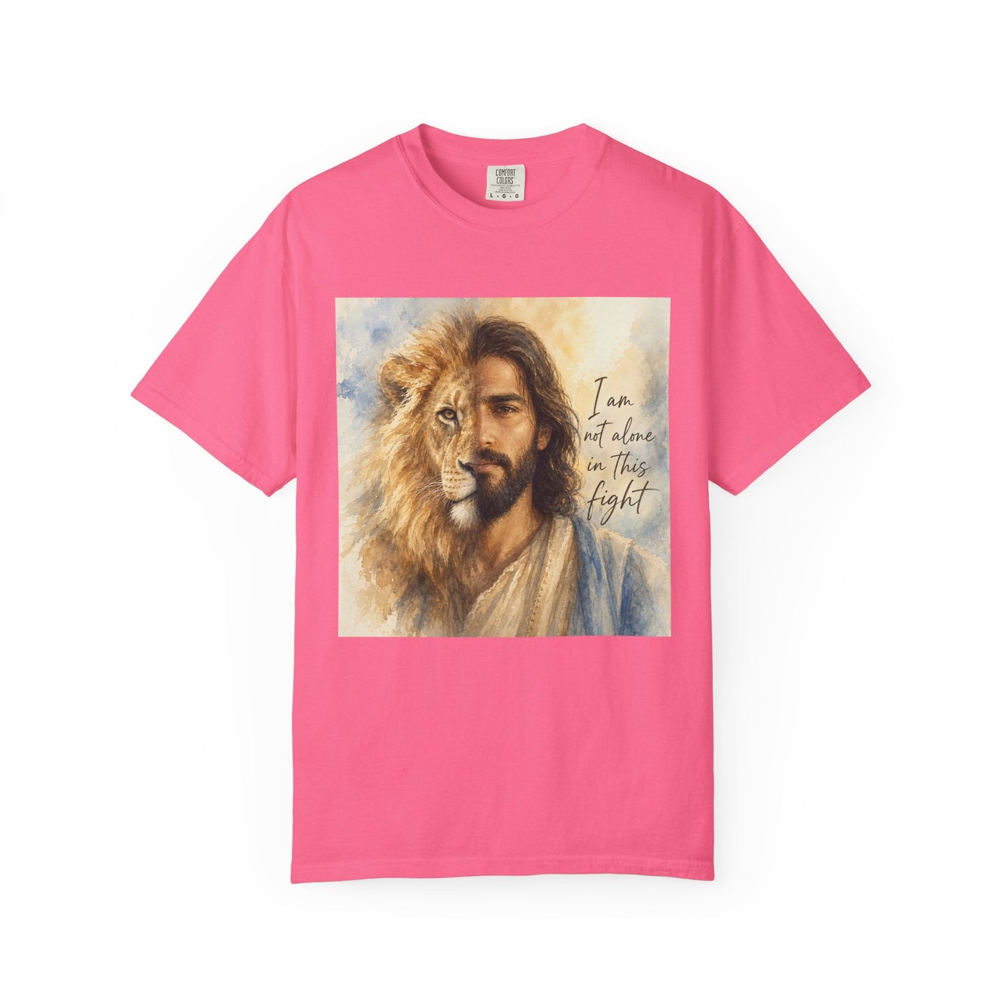 Jesus Lion Graphic T-Shirt — "I Am Not Alone in This Fight" Christian Faith Tee