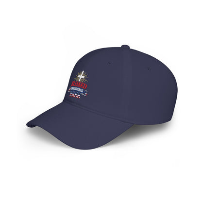 Blessed Unbothered Free cross baseball cap | Christian Hat patriotic design