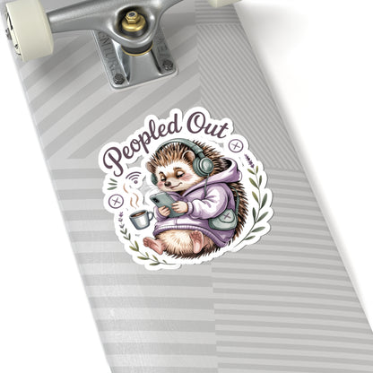 Peopled Out Hedgehog Sticker | Kiss-Cut Sticker, Cute Lazy Animal