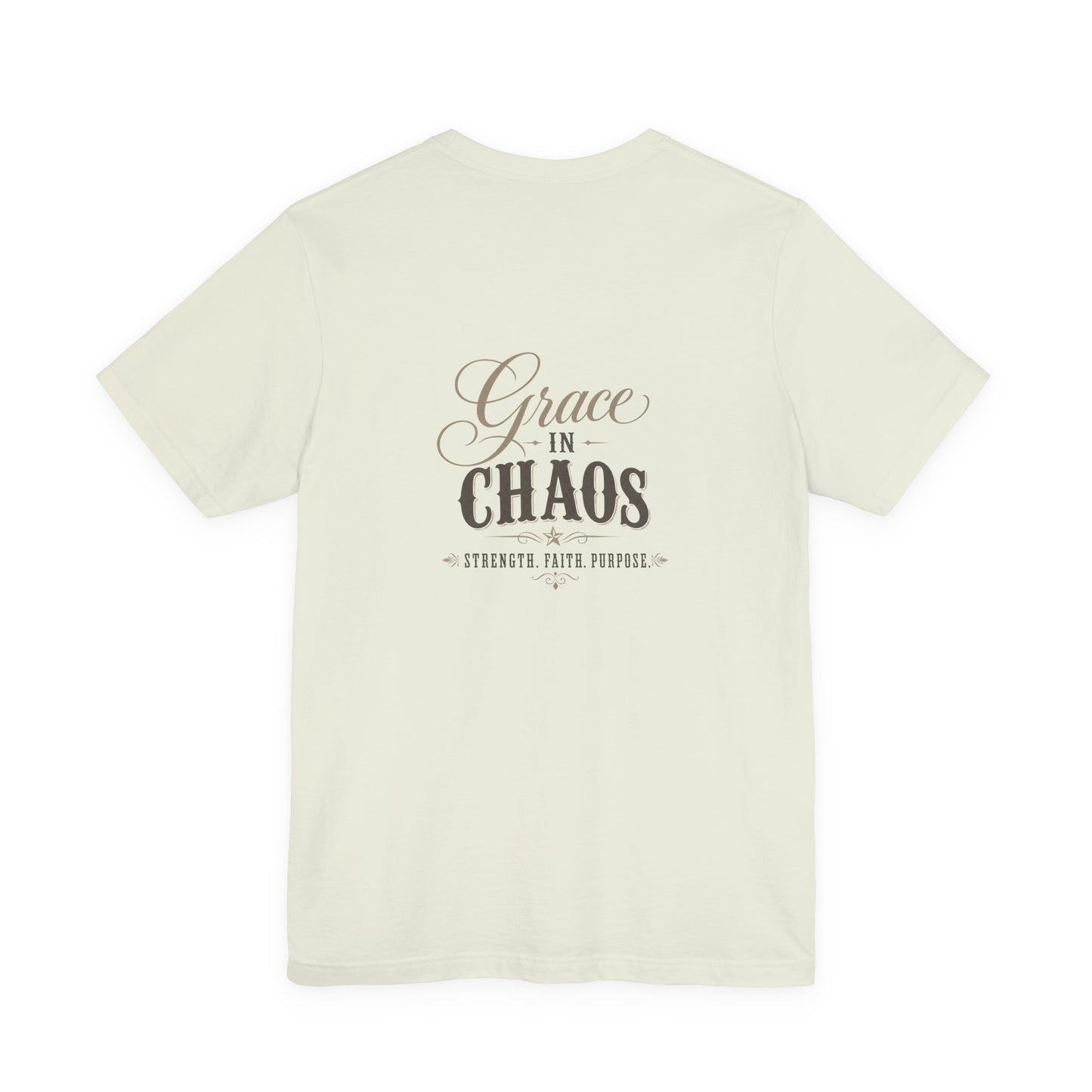 Grace in Chaos Tee | Inspirational scripture typography shirt