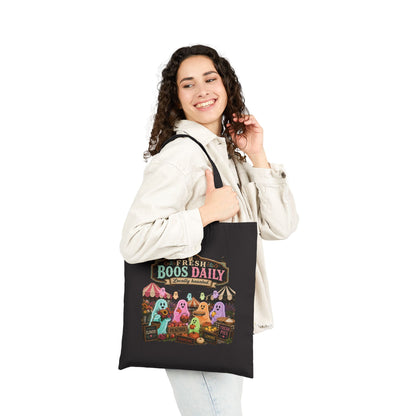 Fresh Boos Daily ghost market Tote Bag | Halloween trick-or-treat canvas tote