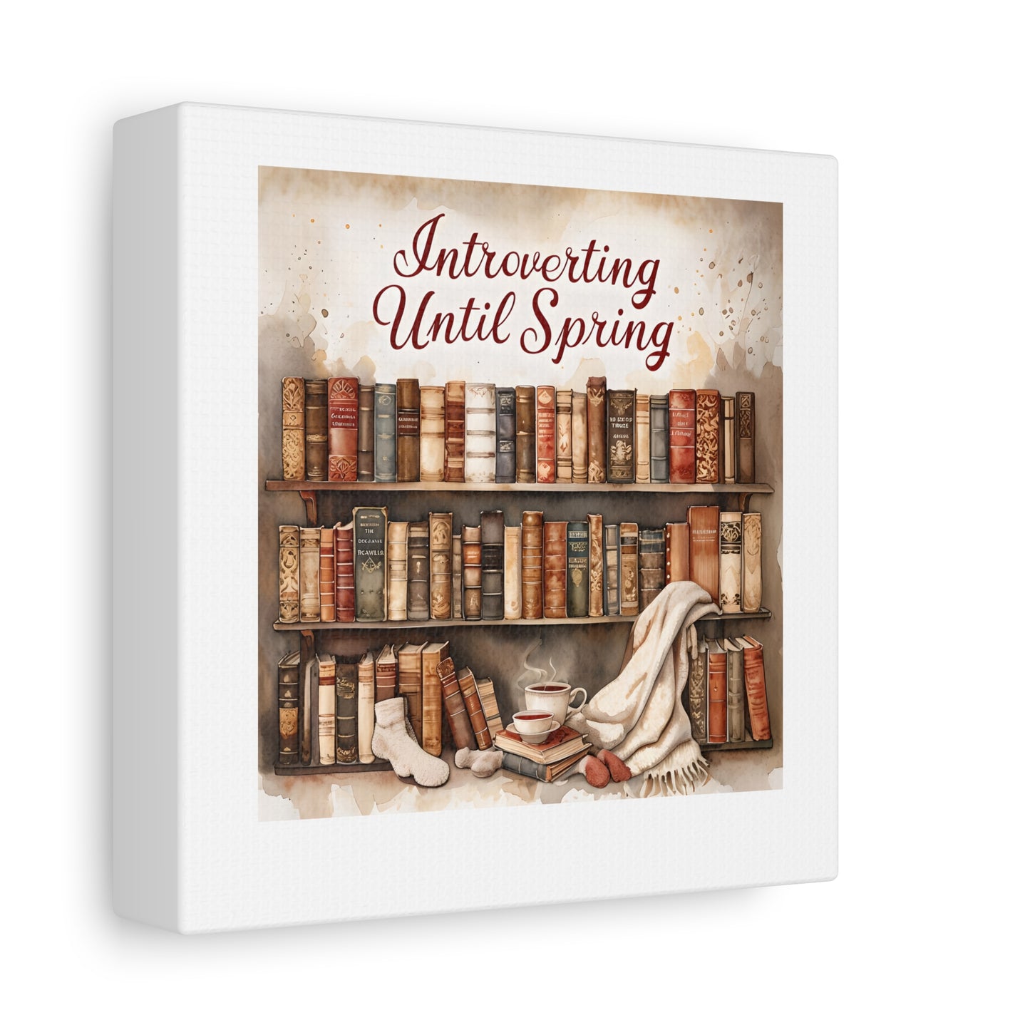 Cozy Wall Art, Introverting Until Spring Quote, Home Decor, Book Lover Gift, Spring Decor, Library Aesthetic