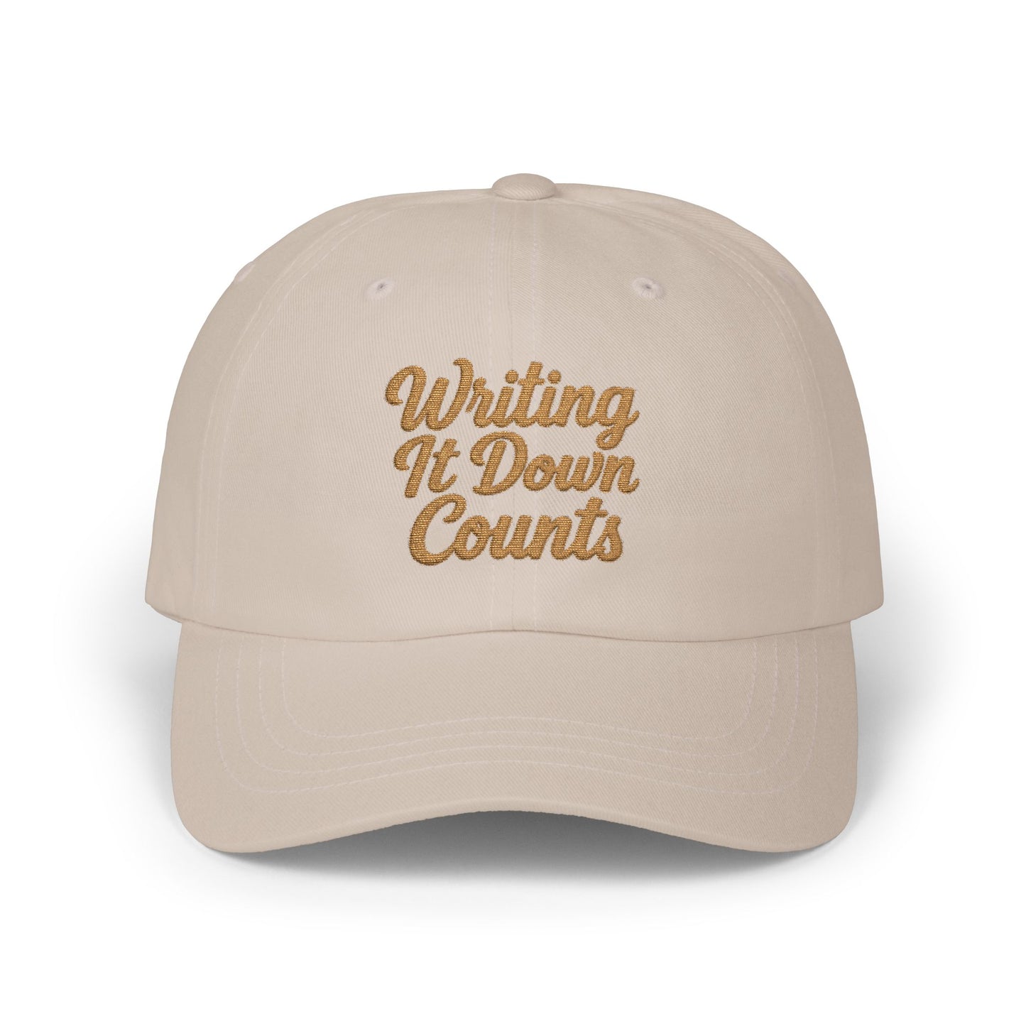 Writing It Down Counts Dad Cap | Script Embroidered Baseball Hat