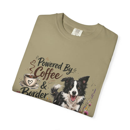 Powered by Coffee & Border Collie Energy T-Shirt | Border Collie Dog Tee