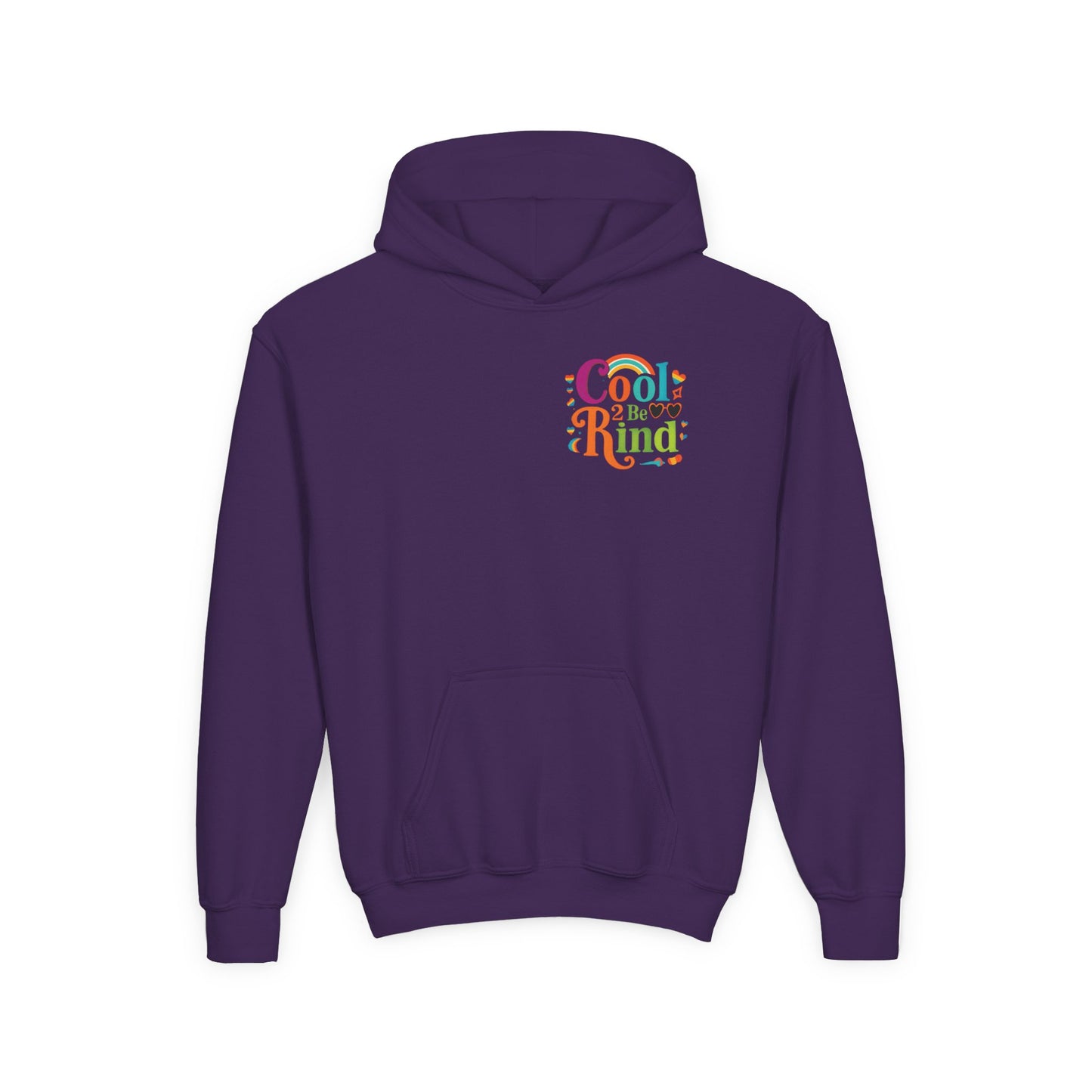 Cool 2 Be Kind Hoodie | Youth Hooded Sweatshirt, Colorful Rainbow Kindness Design
