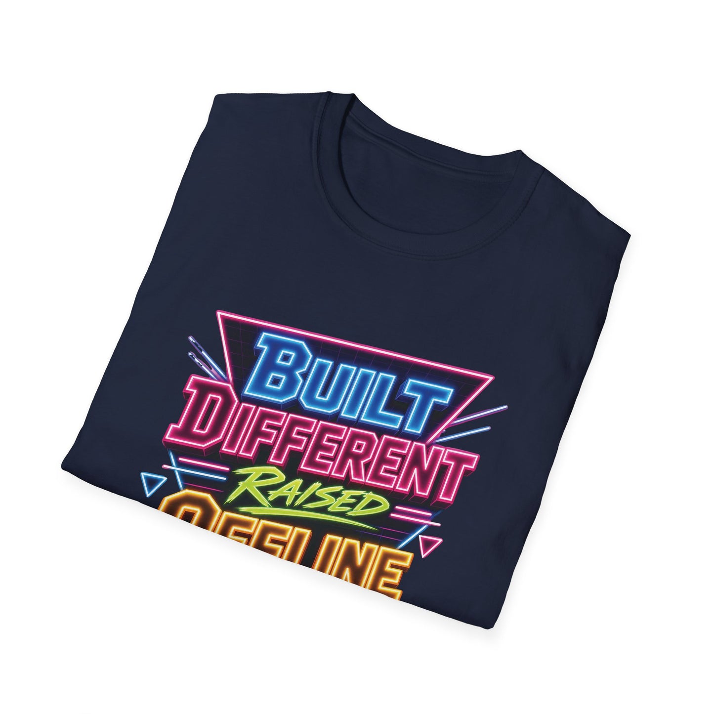 Built Different Raised Offline T-Shirt | Retro 80s Neon Graphic Tee