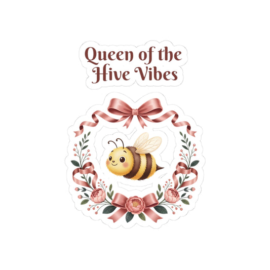 Queen of the Hive Vibes Kiss-Cut Stickers | Bee Floral Wreath