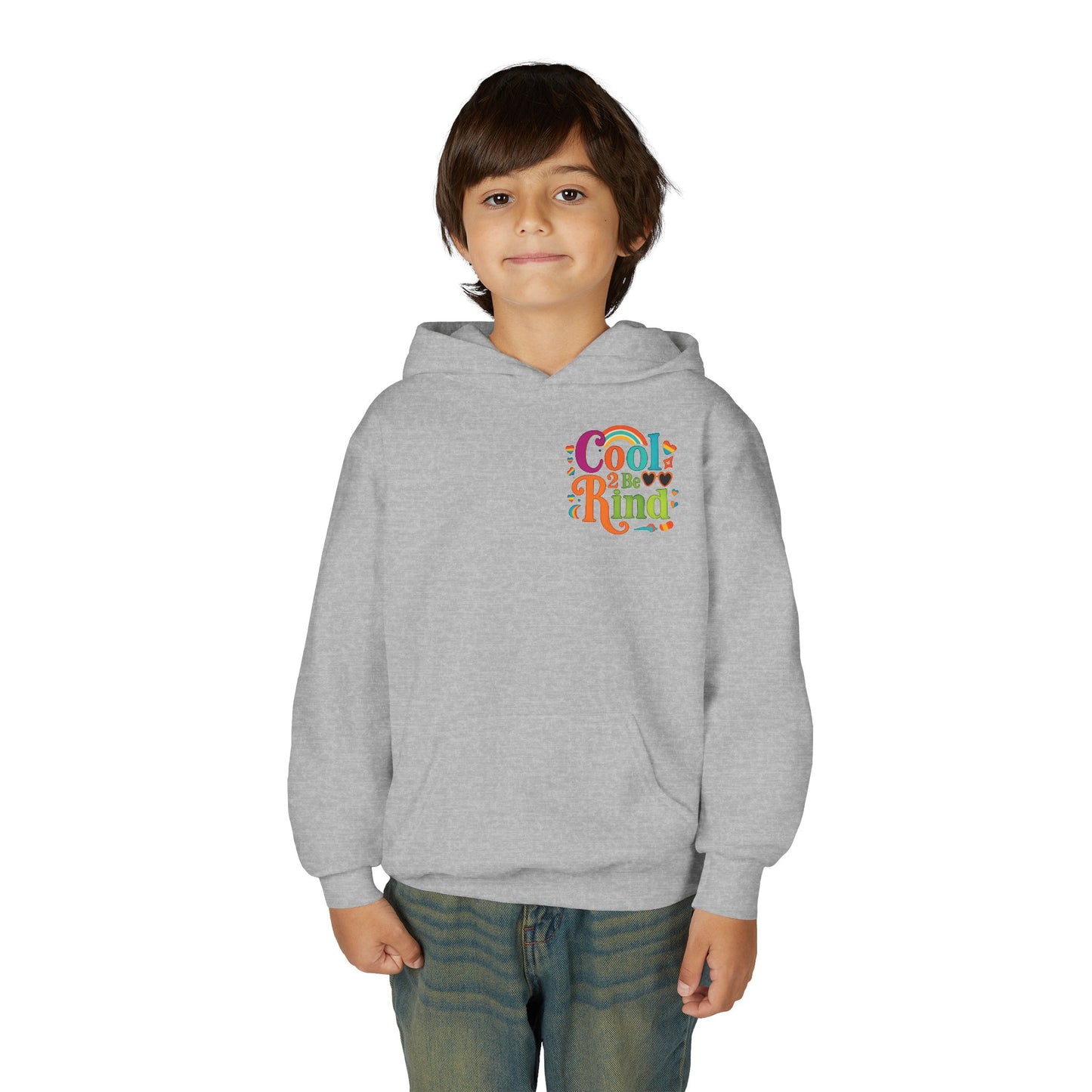 Cool 2 Be Kind Hoodie | Youth Hooded Sweatshirt, Colorful Rainbow Kindness Design