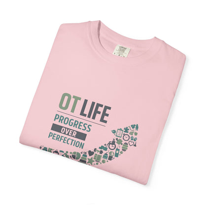 OT Life Progress Over Perfection T-Shirt | Occupational Therapy Arrow Design