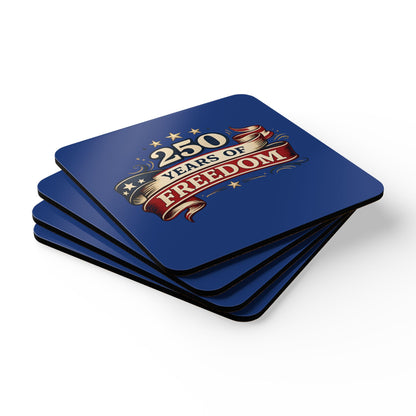 250 Years of Freedom America Anniversary Corkwood Coaster | Patriotic Americana Stars & Banner