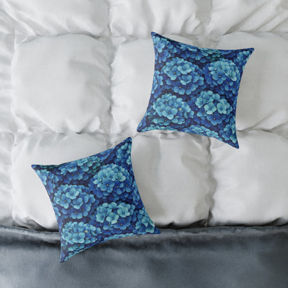 Blue Hydrangea Pattern Pillow | Floral Cushion Cover