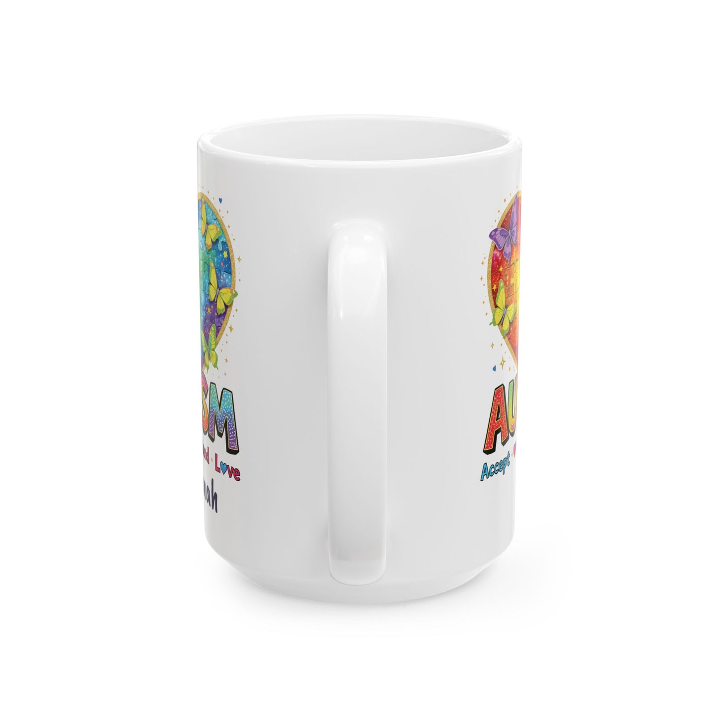 Autism Awareness Rainbow Heart Mug | Ceramic Coffee Cup