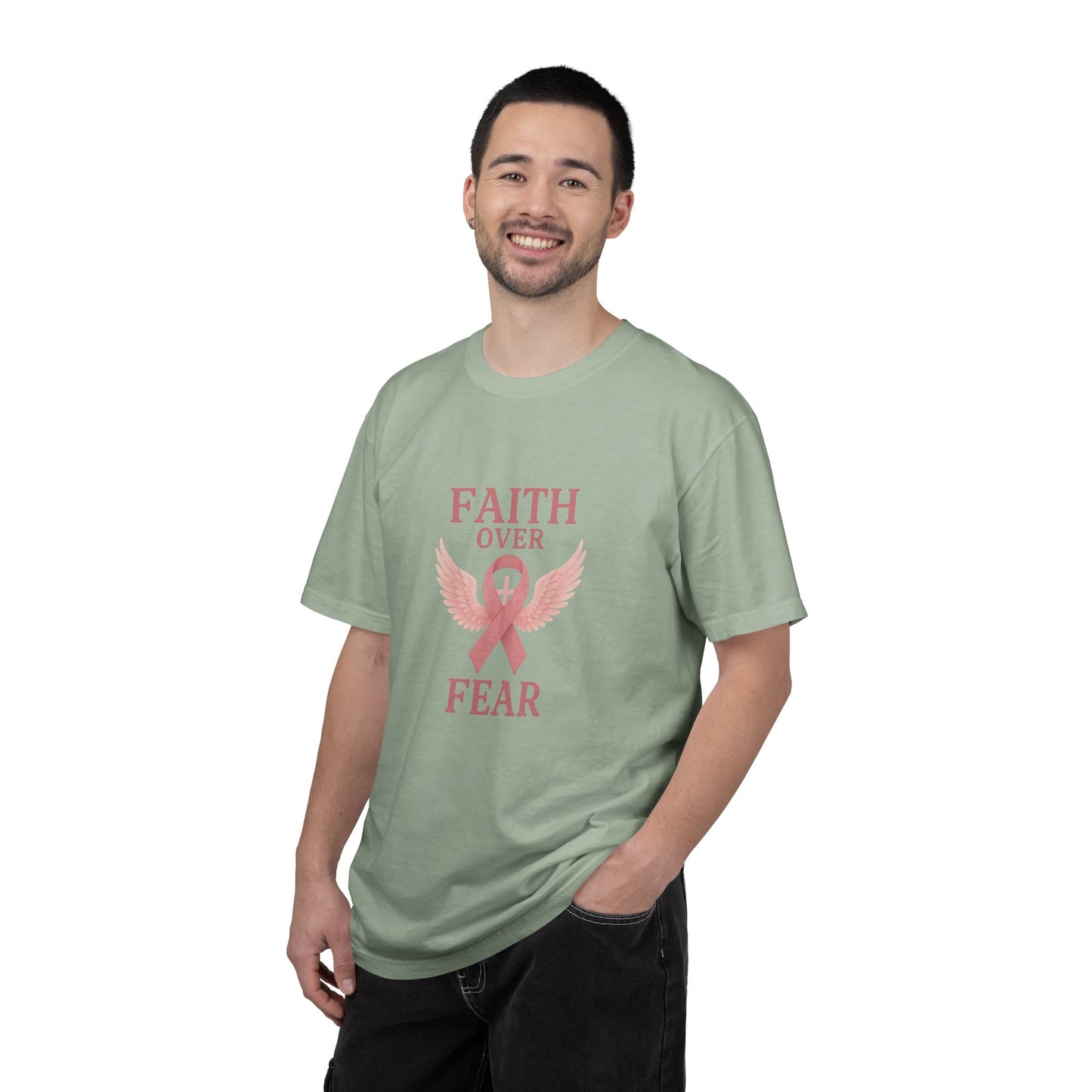 Faith Over Fear Unisex T-Shirt, Inspirational Shirt, Breast Cancer Awareness Tee, Gift for Support, Everyday Casual Wear