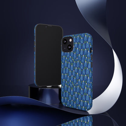 Phone Case, Texas Bluebonnet Tough Case, Navy Floral Phone Cover, Protective iPhone Case, Samsung Galaxy Case, Texas Wildflower Gift