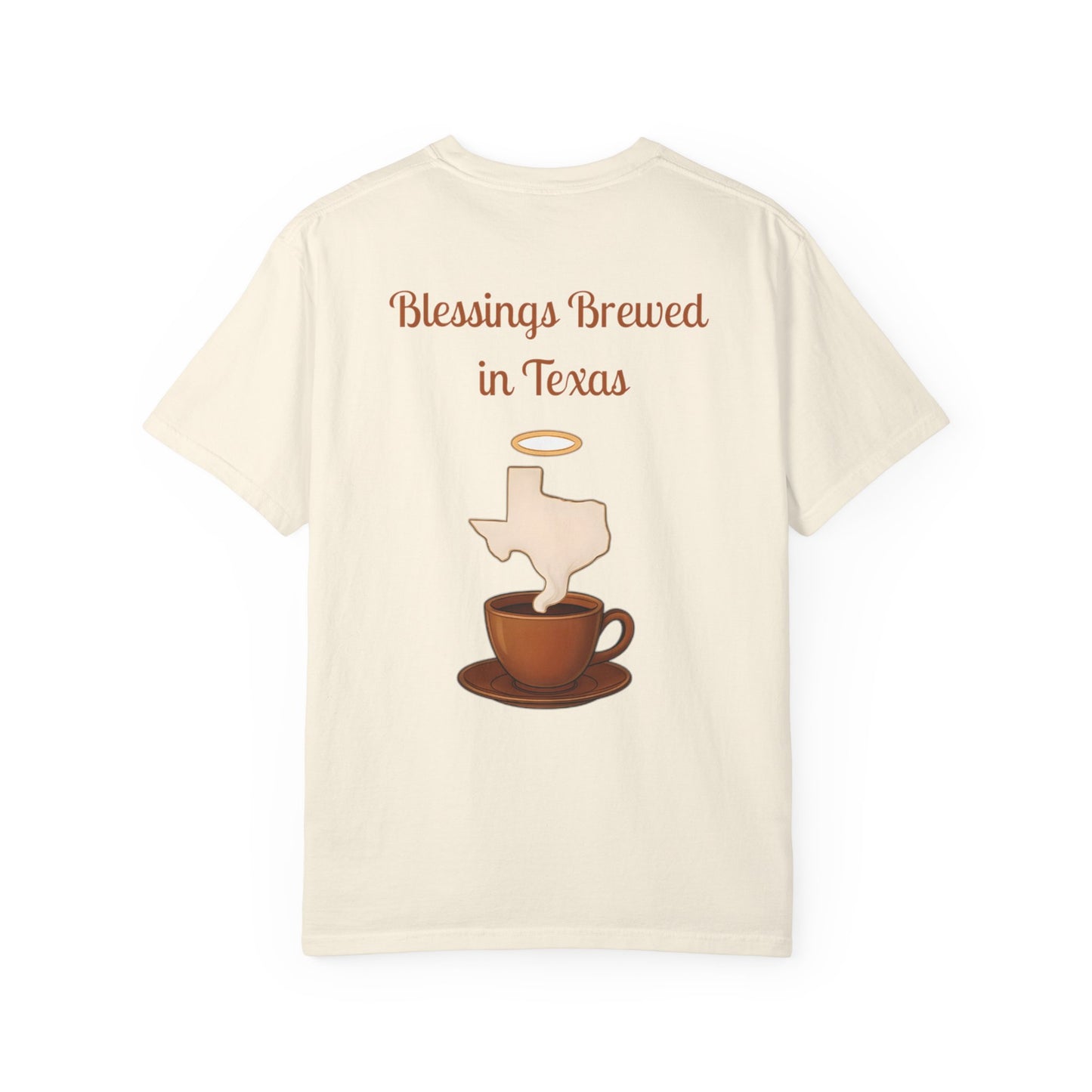Blessings Brewed T-Shirt, Faith-Inspired Tee, Coffee Lover Gift, Texas Pride Apparel, Unisex Casual Wear