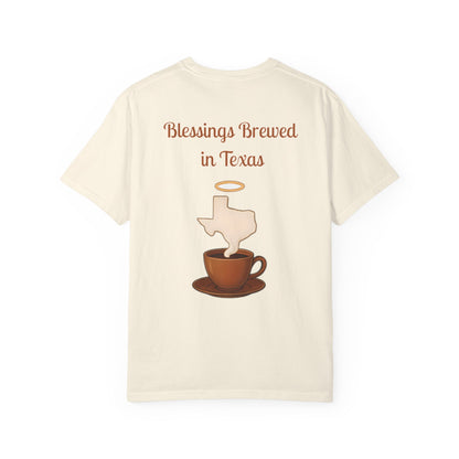 Blessings Brewed T-Shirt, Faith-Inspired Tee, Coffee Lover Gift, Texas Pride Apparel, Unisex Casual Wear