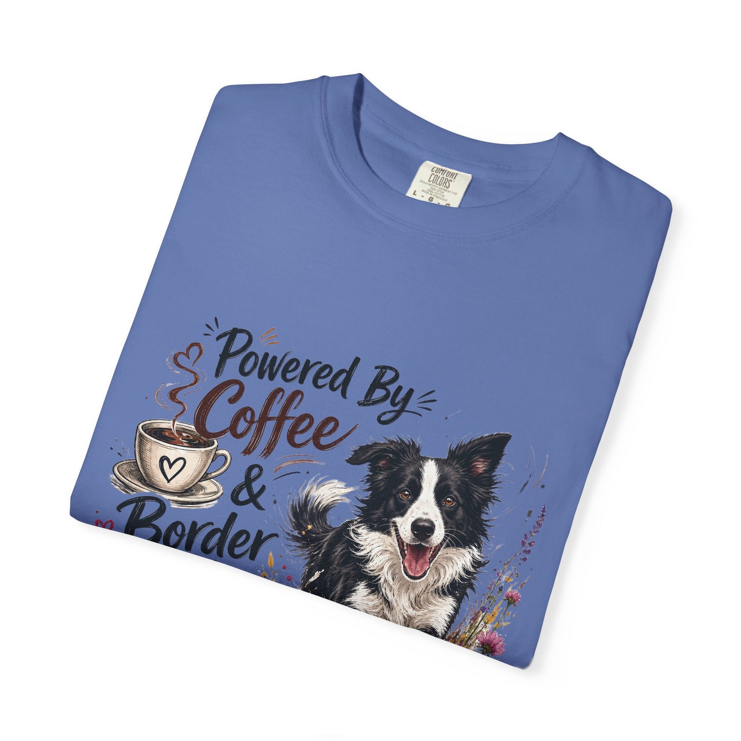 Powered by Coffee & Border Collie Energy T-Shirt | Border Collie Dog Tee