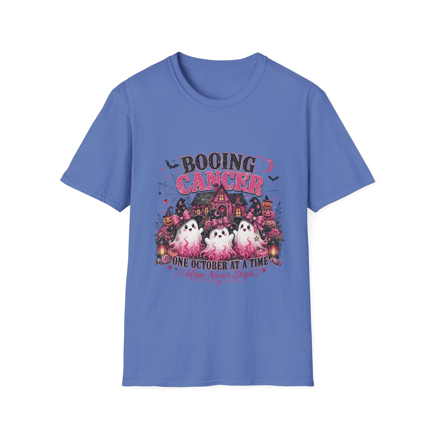Booing Cancer T-Shirt | Halloween Haunted House, Ghosts, Pink Ribbon Awareness