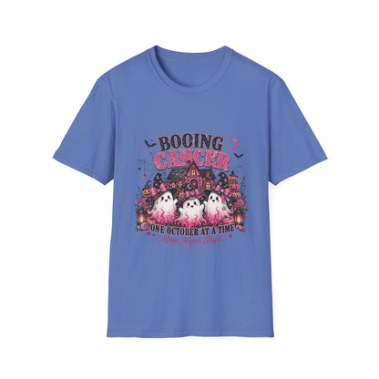 Booing Cancer T-Shirt | Halloween Haunted House, Ghosts, Pink Ribbon Awareness