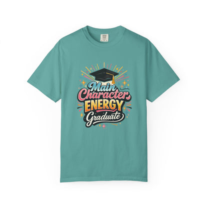 Main Character Energy Graduate T-Shirt | Graduation Cap Typography Tee