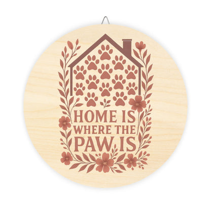 Charming Paw Print Decor for Pet Lovers, Home is Where the Paw Is Wooden Sign, Rustic Animal Wall Art, Dog Owner Gift, Pet-Themed Decoration