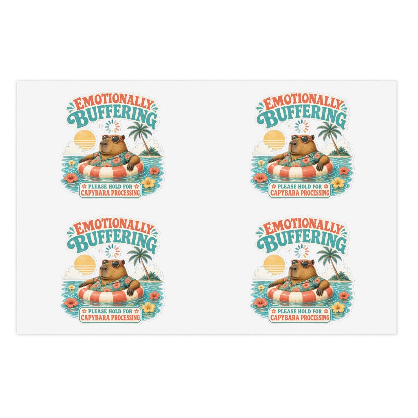 Emotionally Buffering Capybara Illustration Sticker Sheet | 4pcs