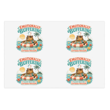 Emotionally Buffering Capybara Illustration Sticker Sheet | 4pcs
