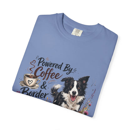 Powered by Coffee & Border Collie Energy T-Shirt | Border Collie Dog Tee