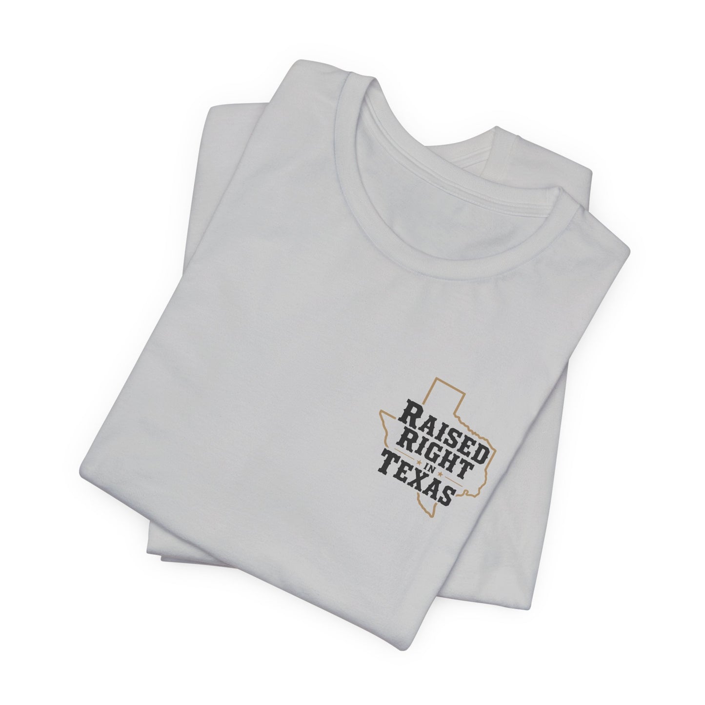 Raised Right in Texas T-Shirt | Texas Outline, Typographic Western Design