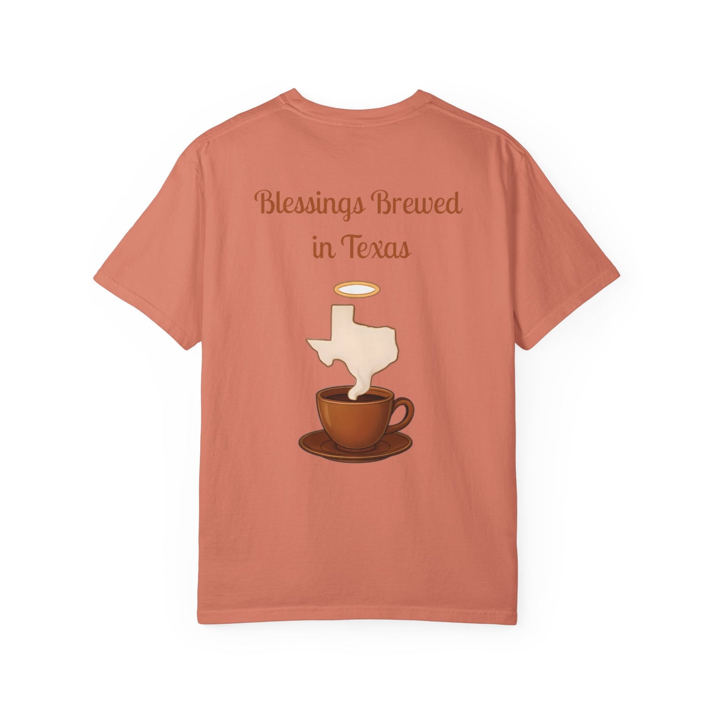 Blessings Brewed T-Shirt, Faith-Inspired Tee, Coffee Lover Gift, Texas Pride Apparel, Unisex Casual Wear