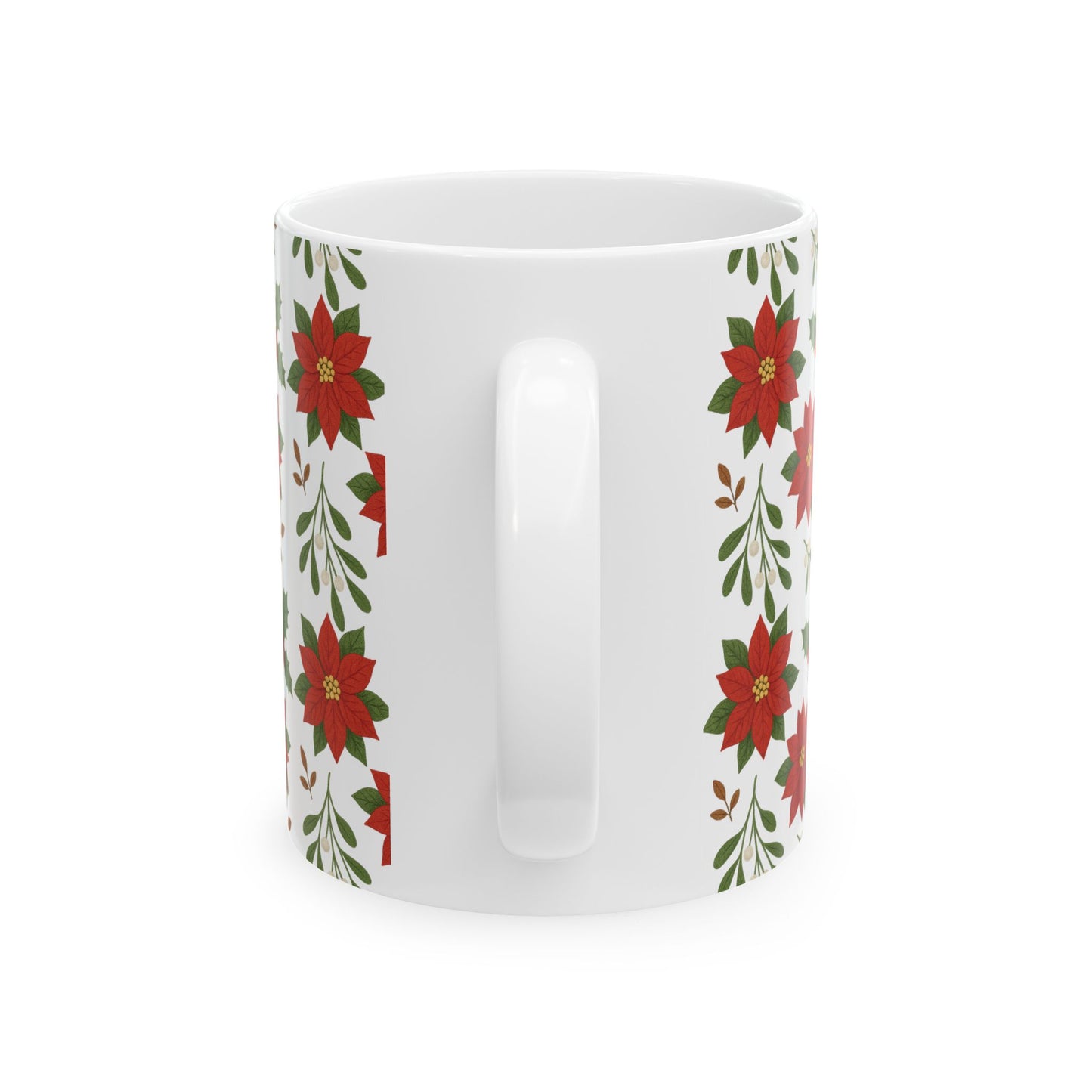 Festive Poinsettia Ceramic Mug | Holiday Coffee Cup, Christmas Gift, Flower Mug, Seasonal Drinkware, Winter Decor