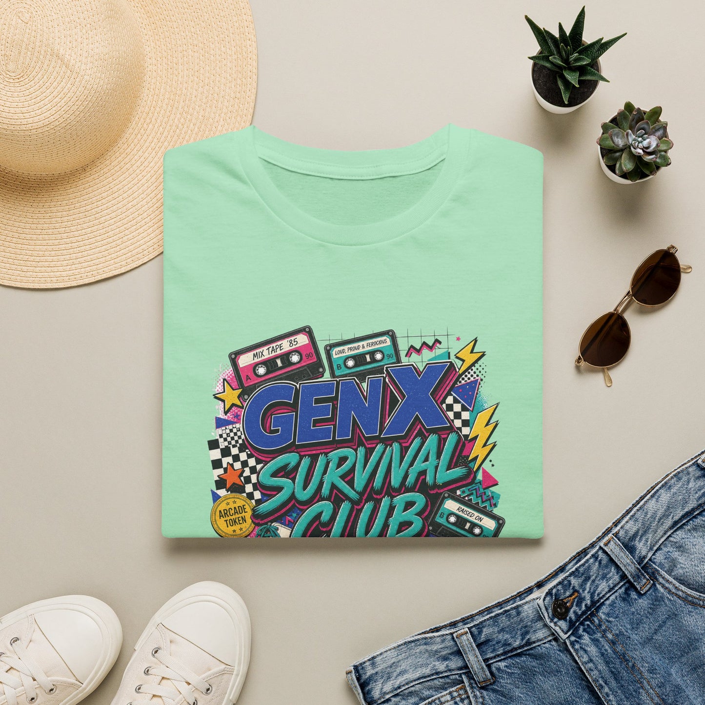 Gen X Survival Club T-Shirt | 80s Retro Cassette Graphic