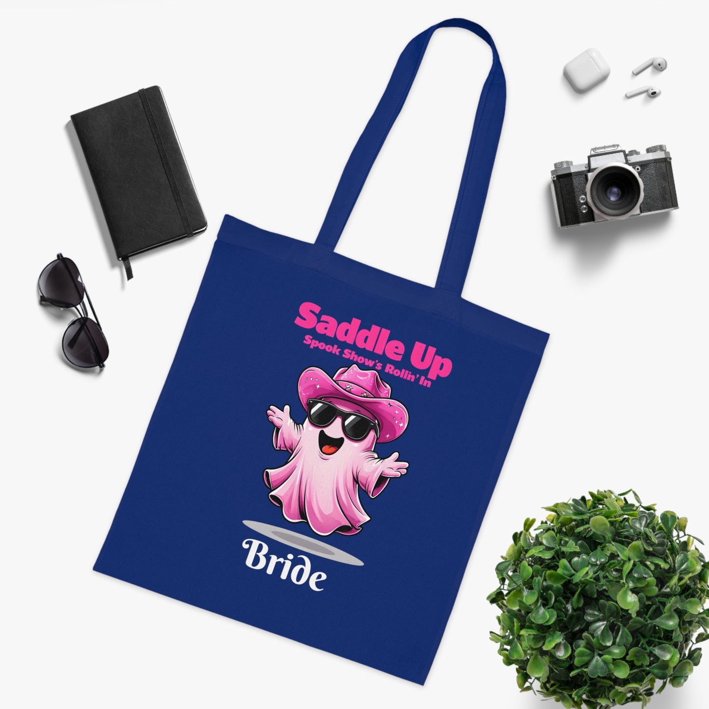 Bride's Ghostly Cotton Tote, Perfect for Bachelorette Parties, Bridal Showers, Halloween, Wedding Planning, Eco-Friendly Tote Bag