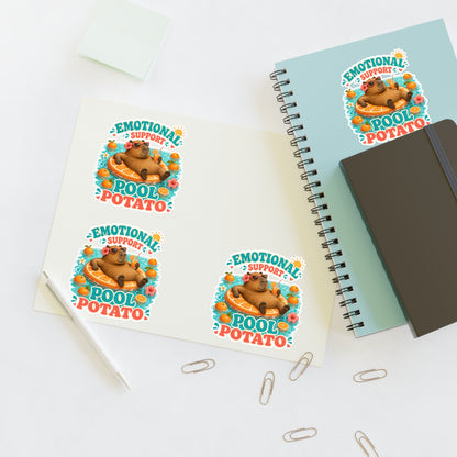Emotional Support Pool Potato Capybara Sticker Sheet