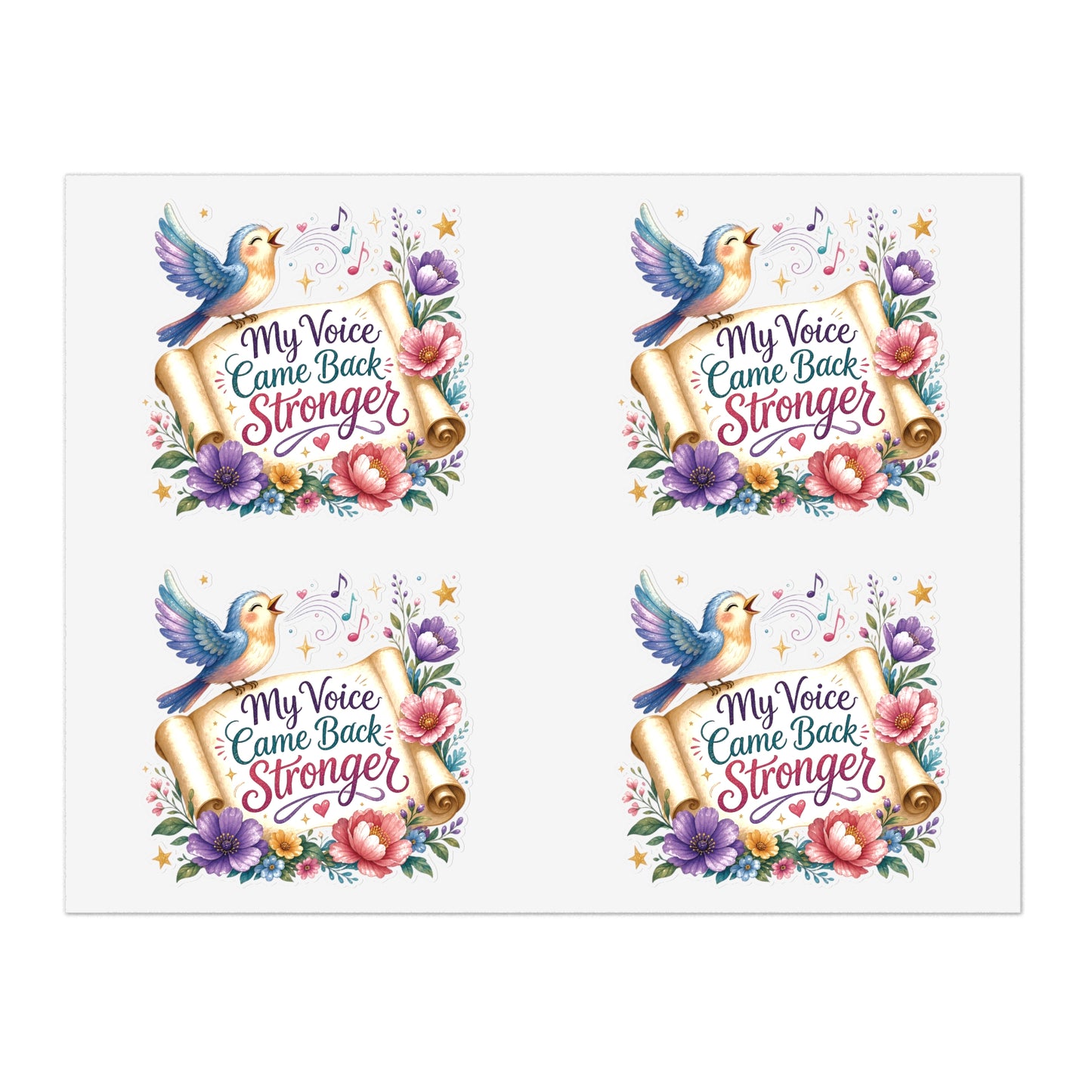 My Voice Came Back Stronger Sticker Sheet | Floral Hummingbird Inspirational