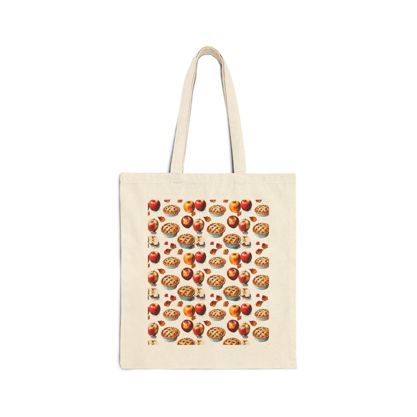 Cute Foodie Cotton Canvas Tote Bag, Apple Pie Tote, Shopping Bag for Food Lovers, Grocery Tote, Eco-Friendly Bag, Gift for Chefs & Cooks
